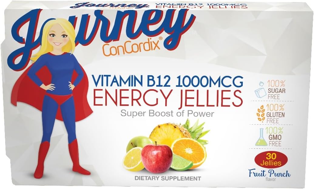 Sugar-Free Fruit Punch Energy Jellies with 1,000 mcg Vitamin B12 for Bariatric Eating (30 Count)