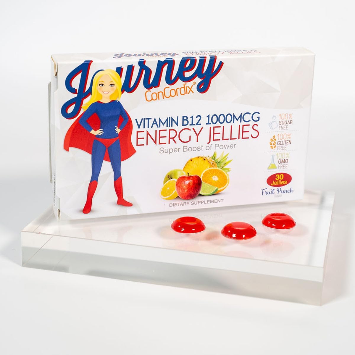 Sugar-Free Fruit Punch Energy Jellies with 1,000 mcg Vitamin B12 for Bariatric Eating (30 Count)