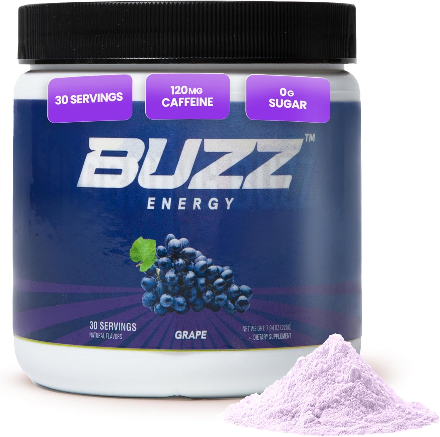 Sugar-Free Grape Energy Powder Drink Mix with Antioxidants for Morning Boost and Sports Nutrition