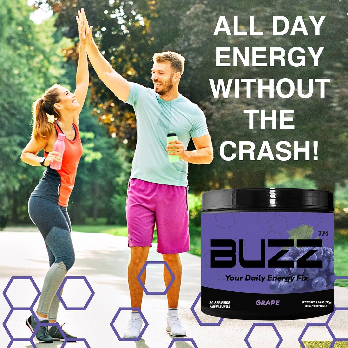 Sugar-Free Grape Energy Powder Drink Mix with Antioxidants for Morning Boost and Sports Nutrition