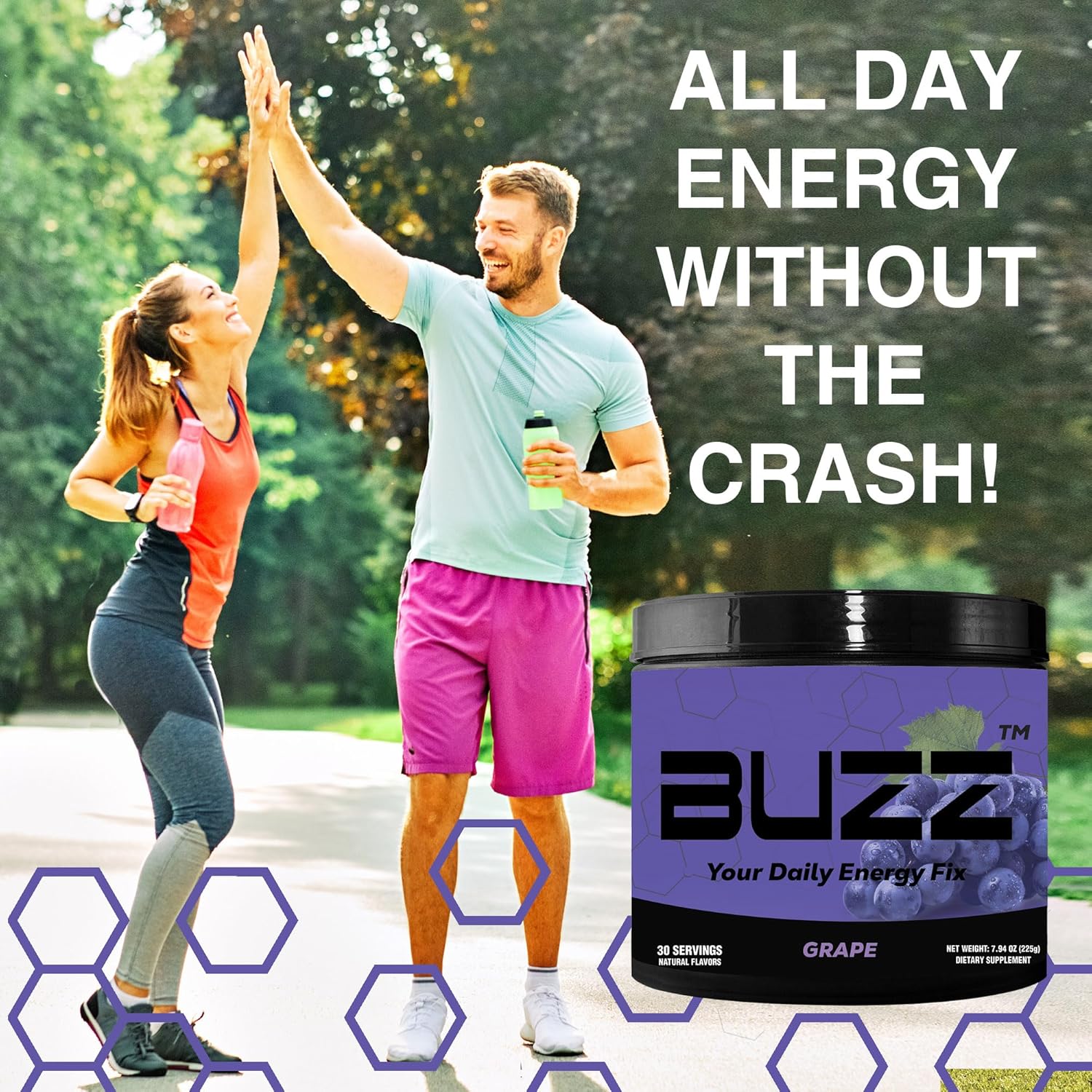 Sugar-Free Grape Energy Powder Drink Mix with Antioxidants for Morning Boost and Sports Nutrition