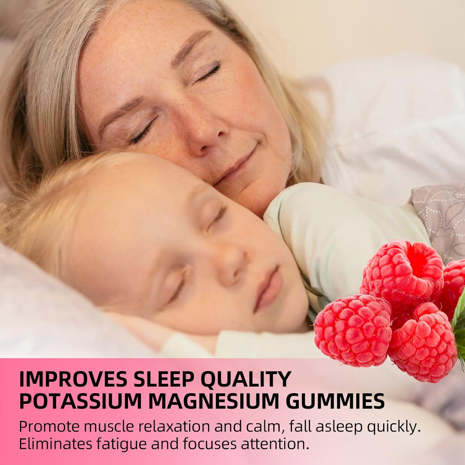 Sugar-Free GrnLife Potassium Magnesium Gummies - Raspberry Flavored Supplement for Leg Cramps and Immune Health - 120 Count