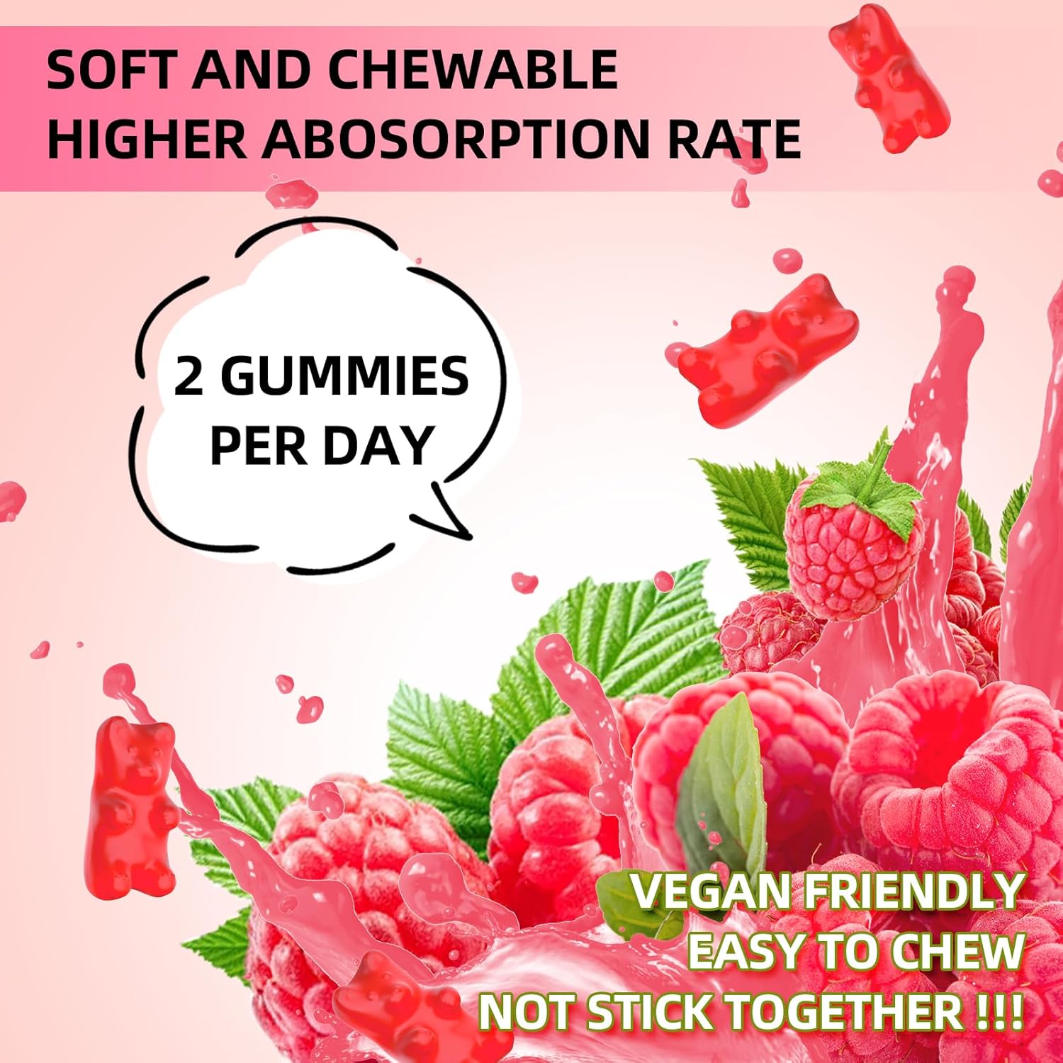 Sugar-Free GrnLife Potassium Magnesium Gummies - Raspberry Flavored Supplement for Leg Cramps and Immune Health - 120 Count