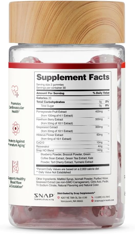 Sugar-Free Heart Health Gummies with CoQ10 for Blood Circulation Support - 60 Gummies