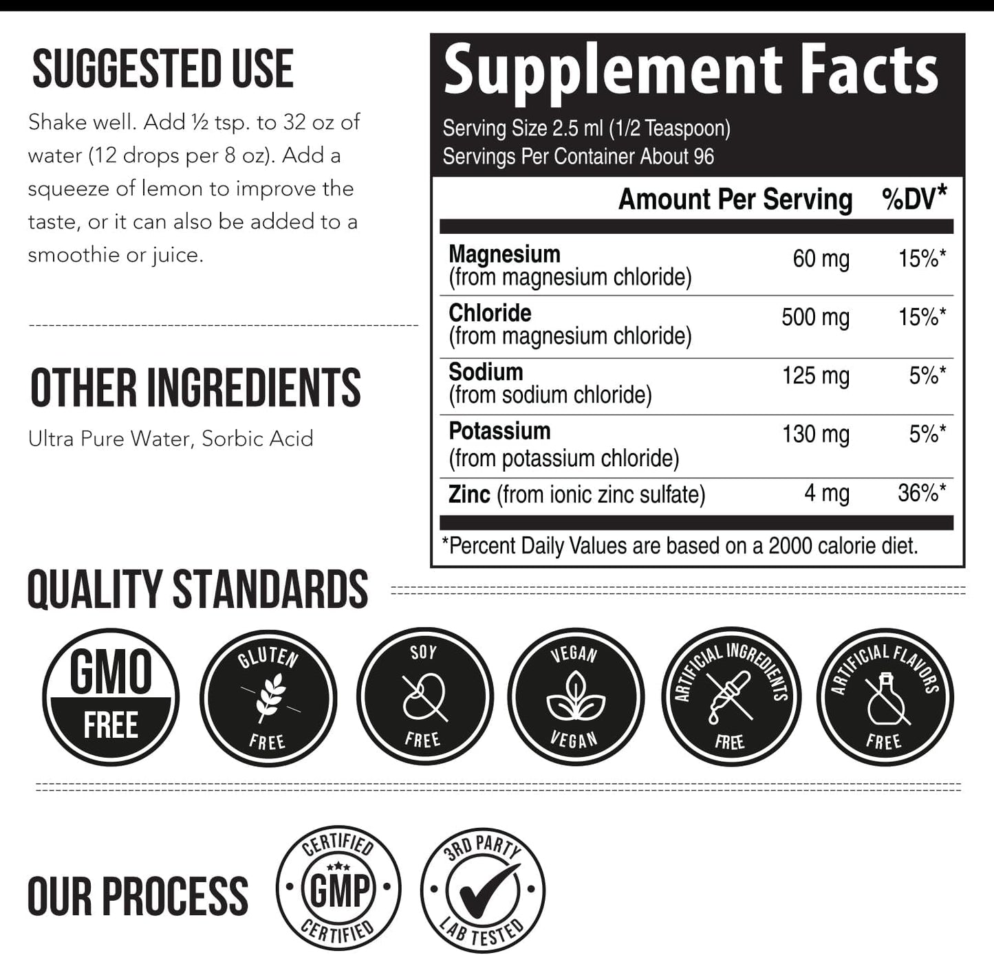 Sugar-Free Keto Electrolyte Drops with 30% More Potassium, Magnesium, & Zinc - 8 oz Bottle - 96 Servings - Rapid Hydration Formula