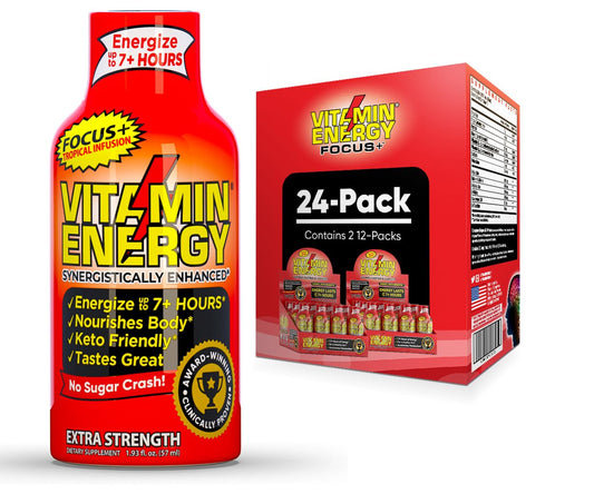 Sugar-Free Keto Vegan Energy Shots for Focus & Concentration Boost - Tropical Infusion, 1.93 Fl Oz (Pack of 24)