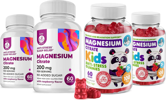 Sugar-Free Kids & Adults Magnesium Gummies - 120 Count Calm Supplement for Children, Magnesium Calm Chews