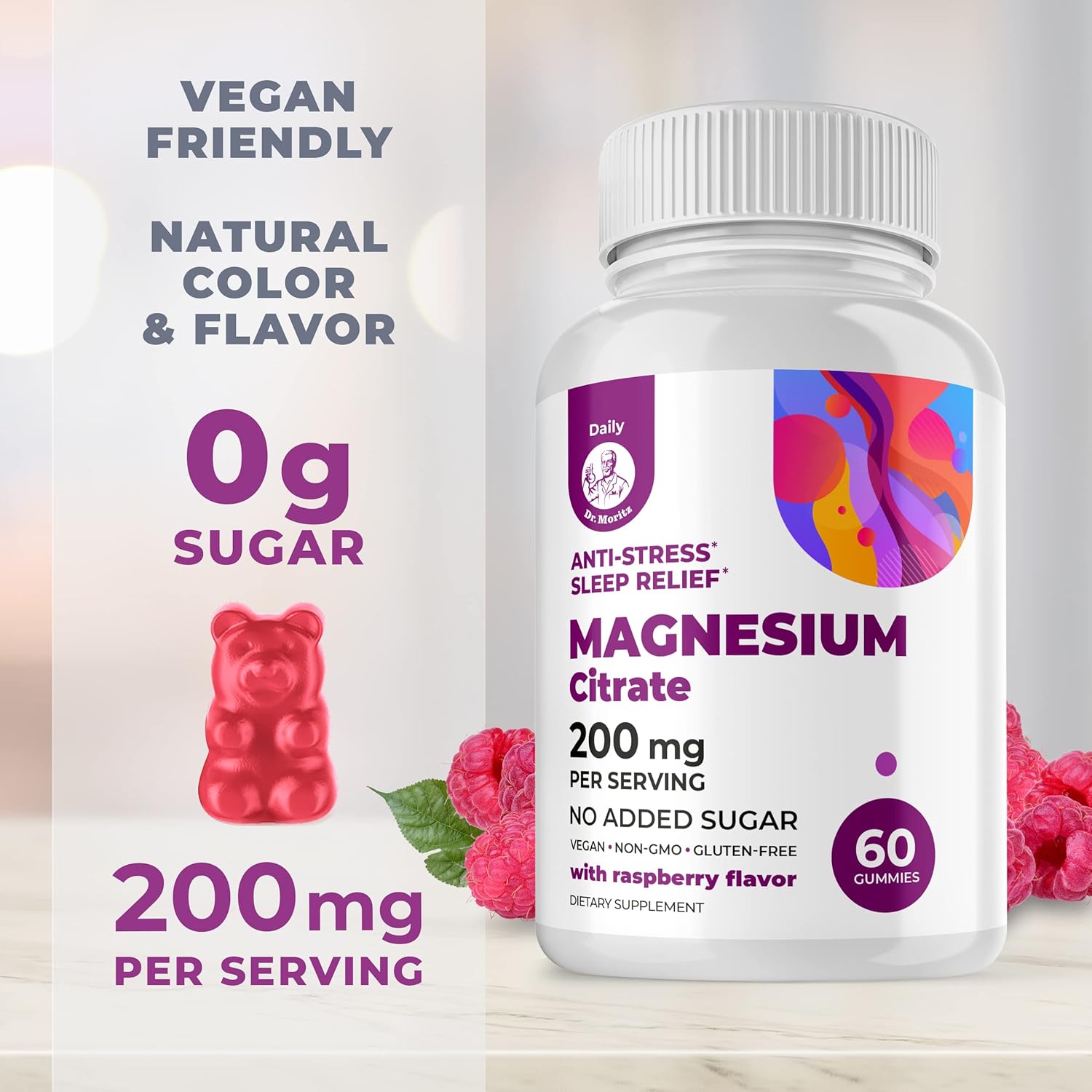 Sugar-Free Kids & Adults Magnesium Gummies - 120 Count Calm Supplement for Children, Magnesium Calm Chews