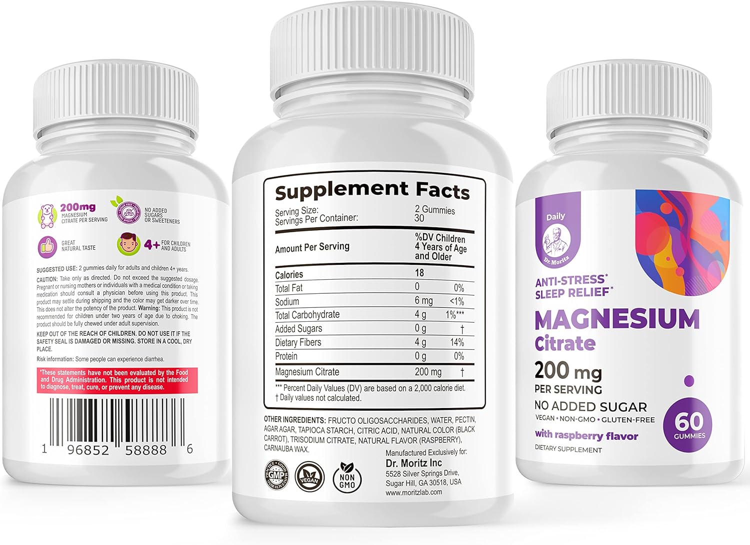 Sugar-Free Kids & Adults Magnesium Gummies - 120 Count Calm Supplement for Children, Magnesium Calm Chews