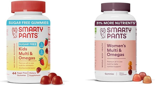 Sugar-Free Kids & Women's Multivitamin Gummies with Omega-3, Vitamin D3, B12, B6, EPA/DHA, Methylfolate & CoQ10