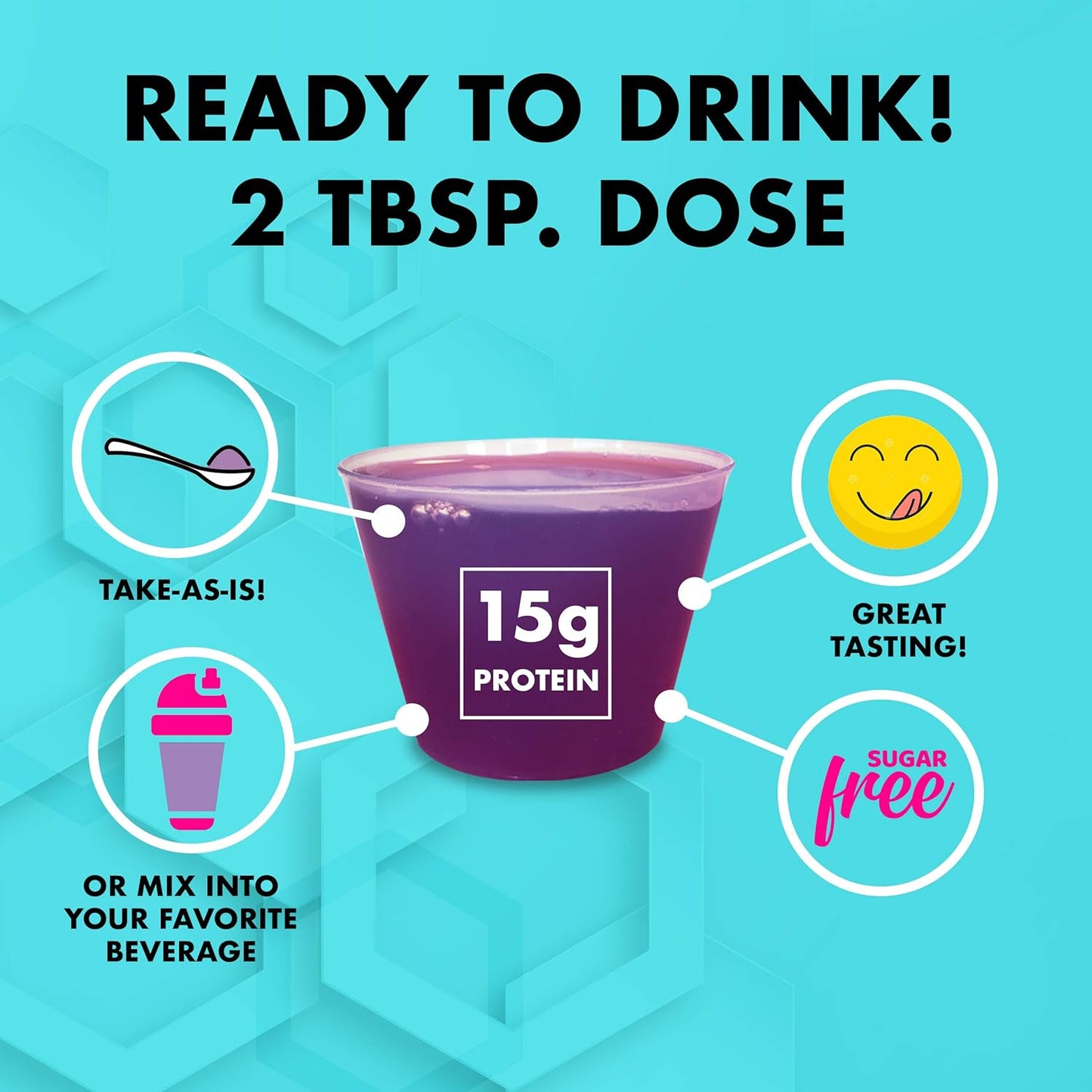 Sugar-Free LPS Liquid Collagen & Whey Protein Supplement for Healthy Skin & Hair - Grape Flavor - Non-GMO Formula for Men & Women