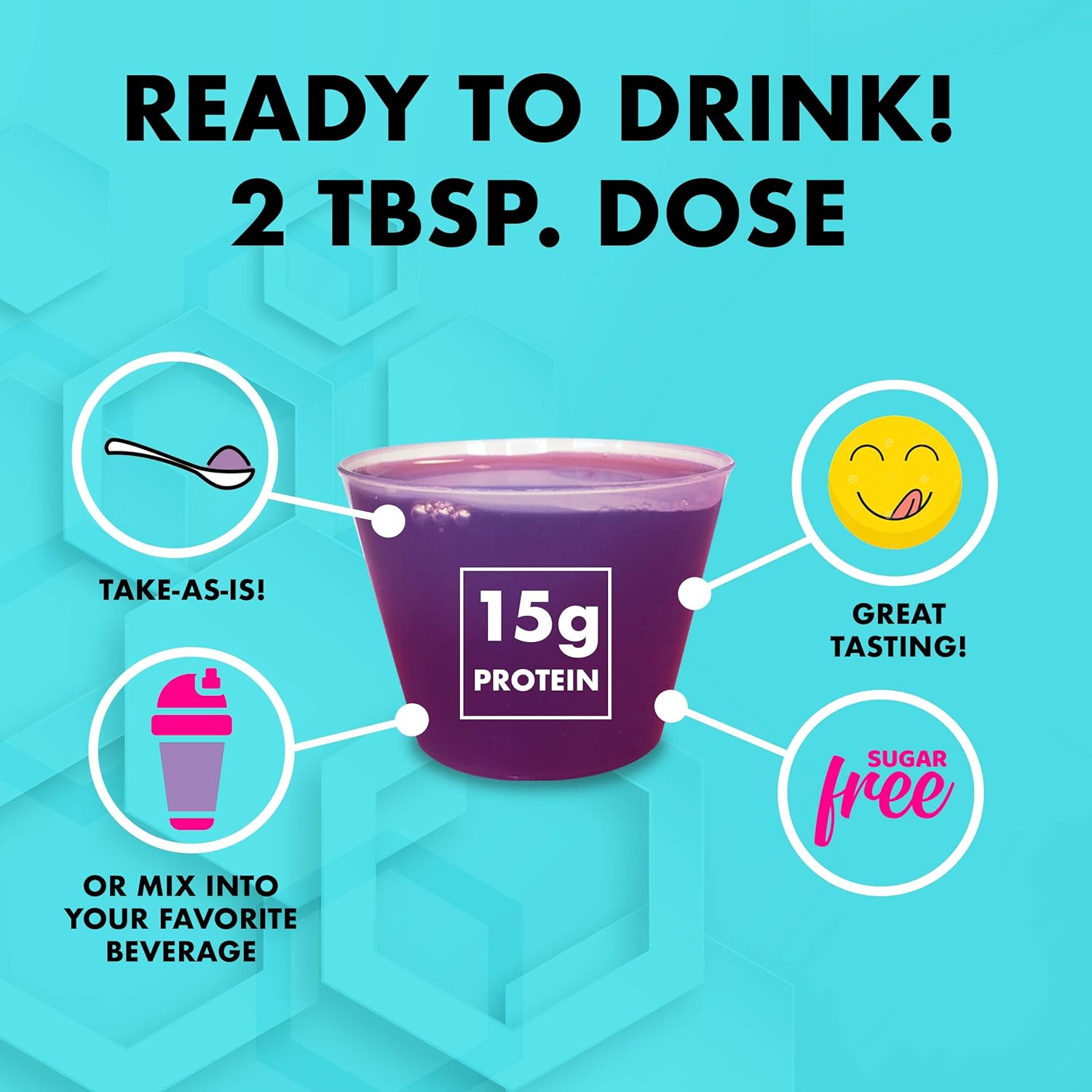 Sugar-Free LPS Liquid Collagen & Whey Protein Supplement for Healthy Skin & Hair - Grape Flavor - Non-GMO Formula for Men & Women