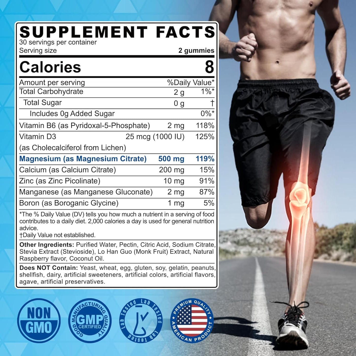 Sugar-Free Magnesium Citrate Gummies with B6 for Mood & Constipation Relief - Vegan Calcium Magnesium Zinc D3 Supplement for Bone & Muscle Support by ELLAMENTZ