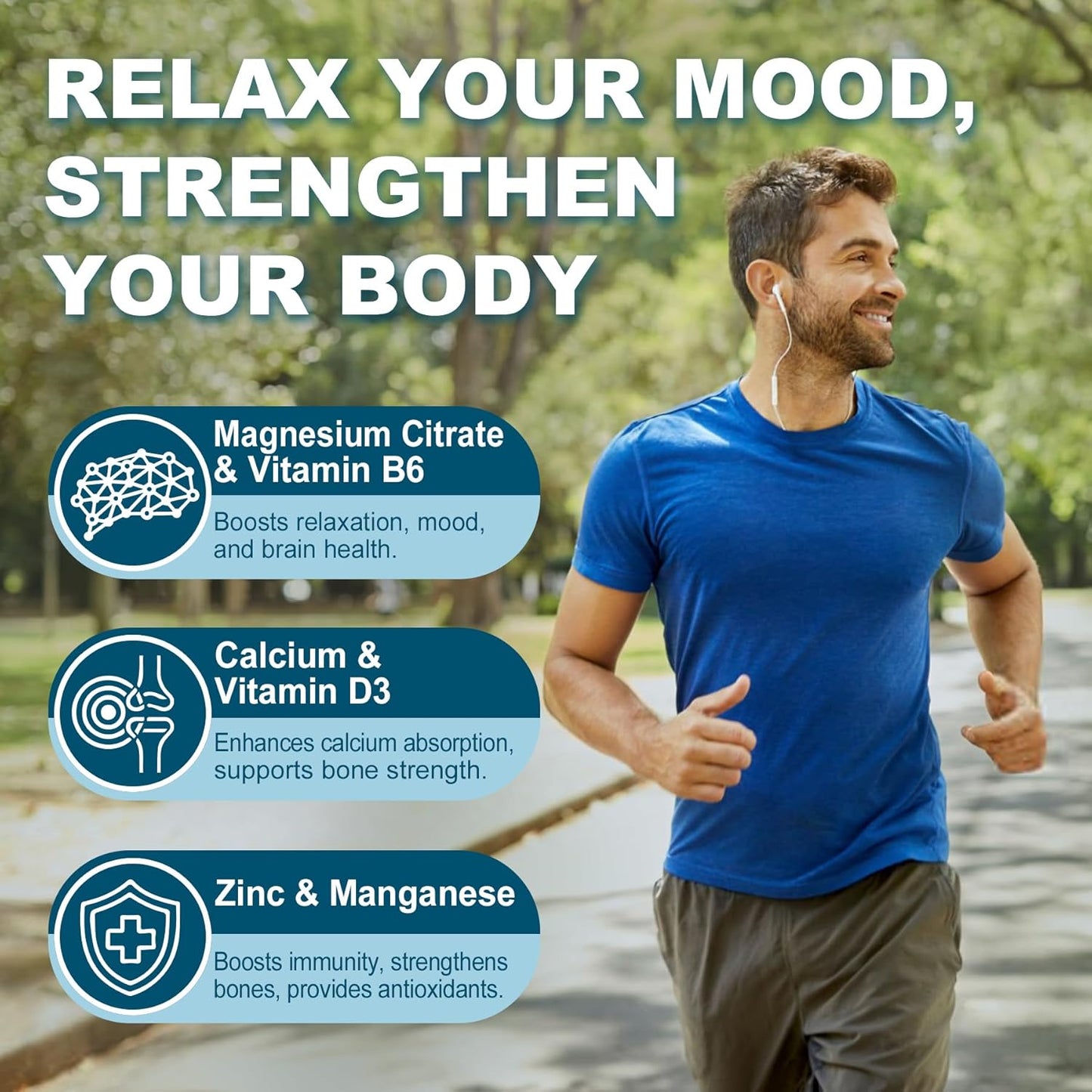 Sugar-Free Magnesium Citrate Gummies with B6 for Mood & Constipation Relief - Vegan Calcium Magnesium Zinc D3 Supplement for Bone & Muscle Support by ELLAMENTZ