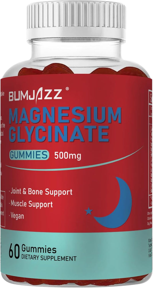 Sugar-Free Magnesium Glycinate Gummies with Vitamin D, B6, CoQ10 - 500mg Magnesium L-Threonate - Potassium Supplement for Calm Mood & Rest Support - 60 Count