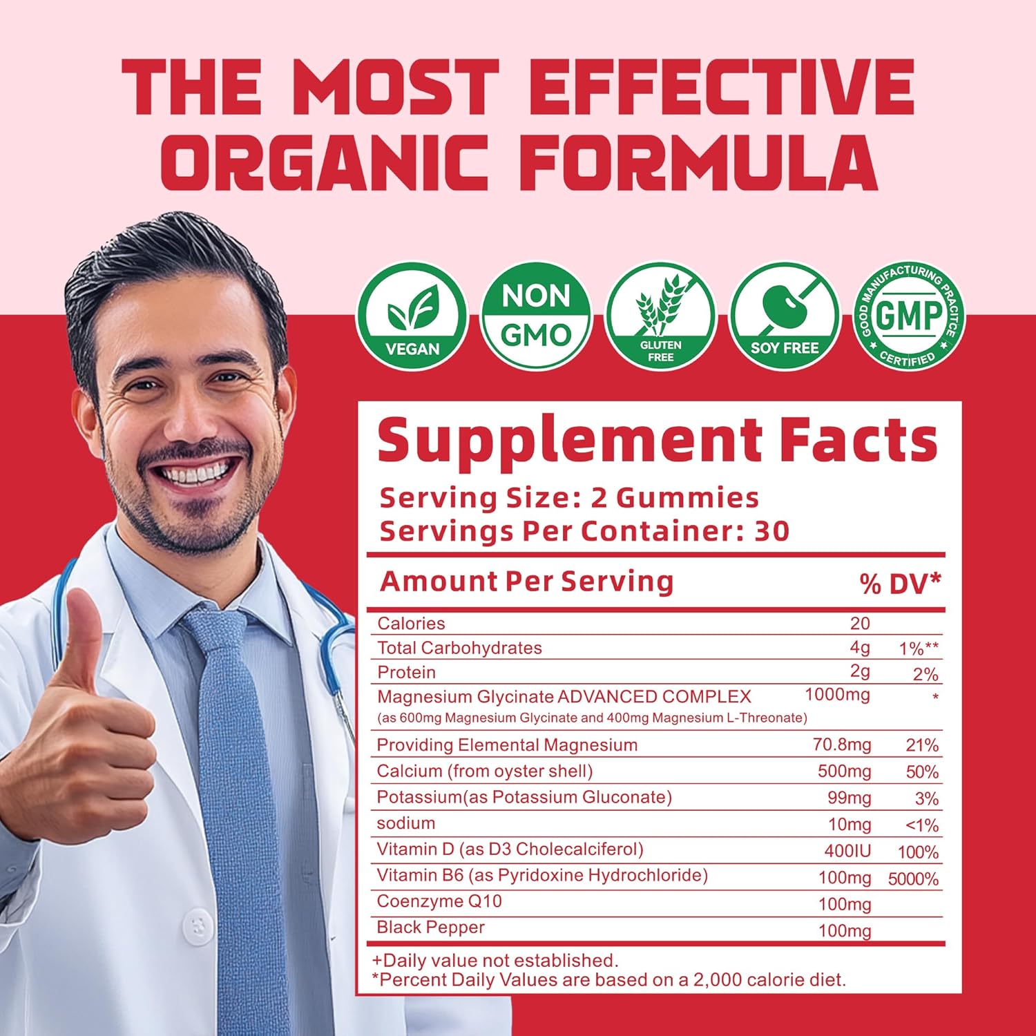 Sugar-Free Magnesium Glycinate Gummies with Vitamin D, B6, & CoQ10 - 1000mg Potassium Supplement for Calm Mood & Sleep Support - 120 Strawberry Gummies