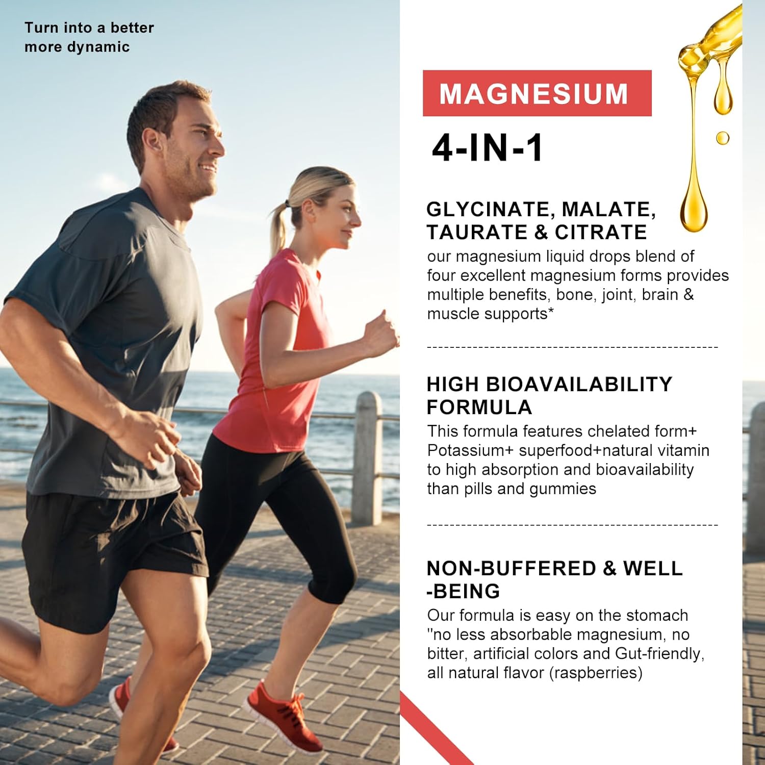 Sugar-Free Multitea Magnesium Glycinate Liquid Drops - Triple Absorption Support for Nerves, Heart, Muscles - Includes Potassium, L-Theanine, Sea Moss, Vitamins B, C, D3, K2 - 2 Pack