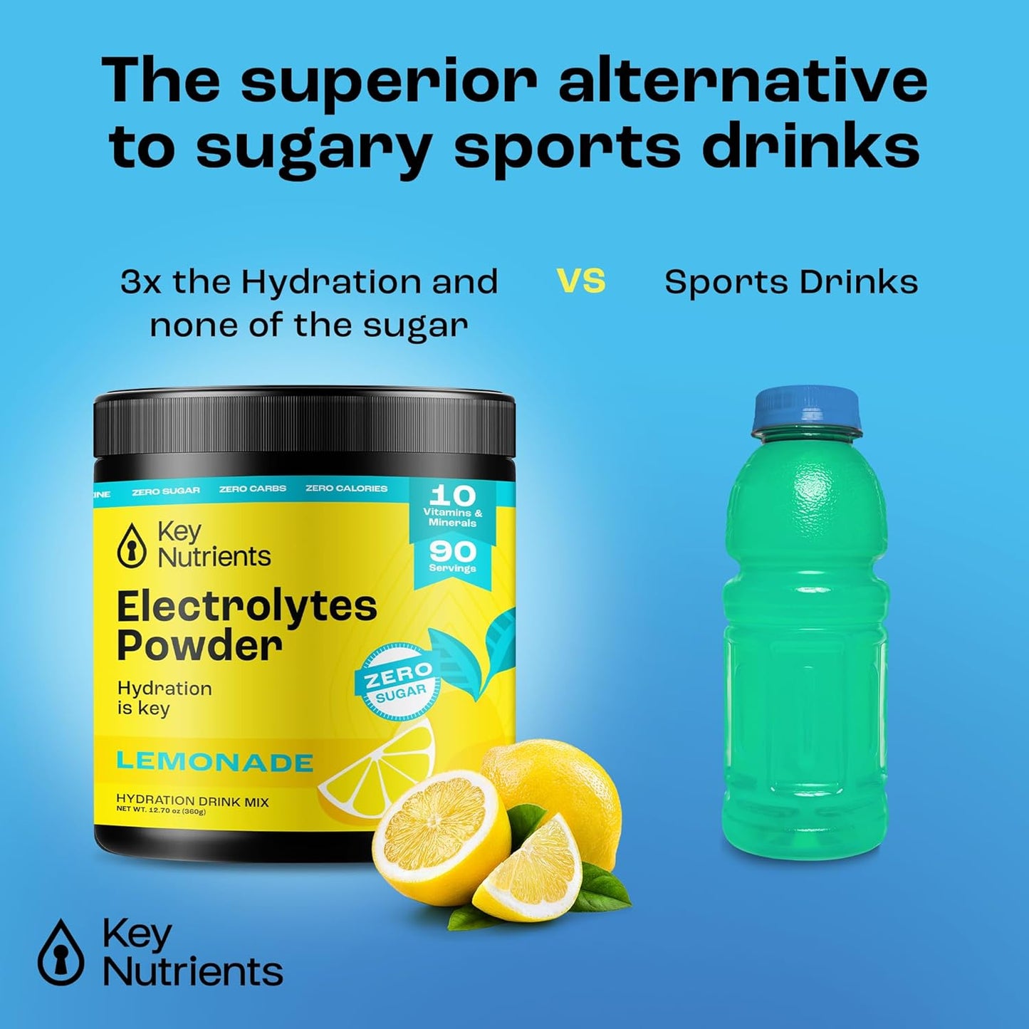 Sugar-Free Multivitamin Electrolyte Drink Mix Bundle - Tropical Peach Mango & Refreshing Lemonade Flavors - 90 Servings Each