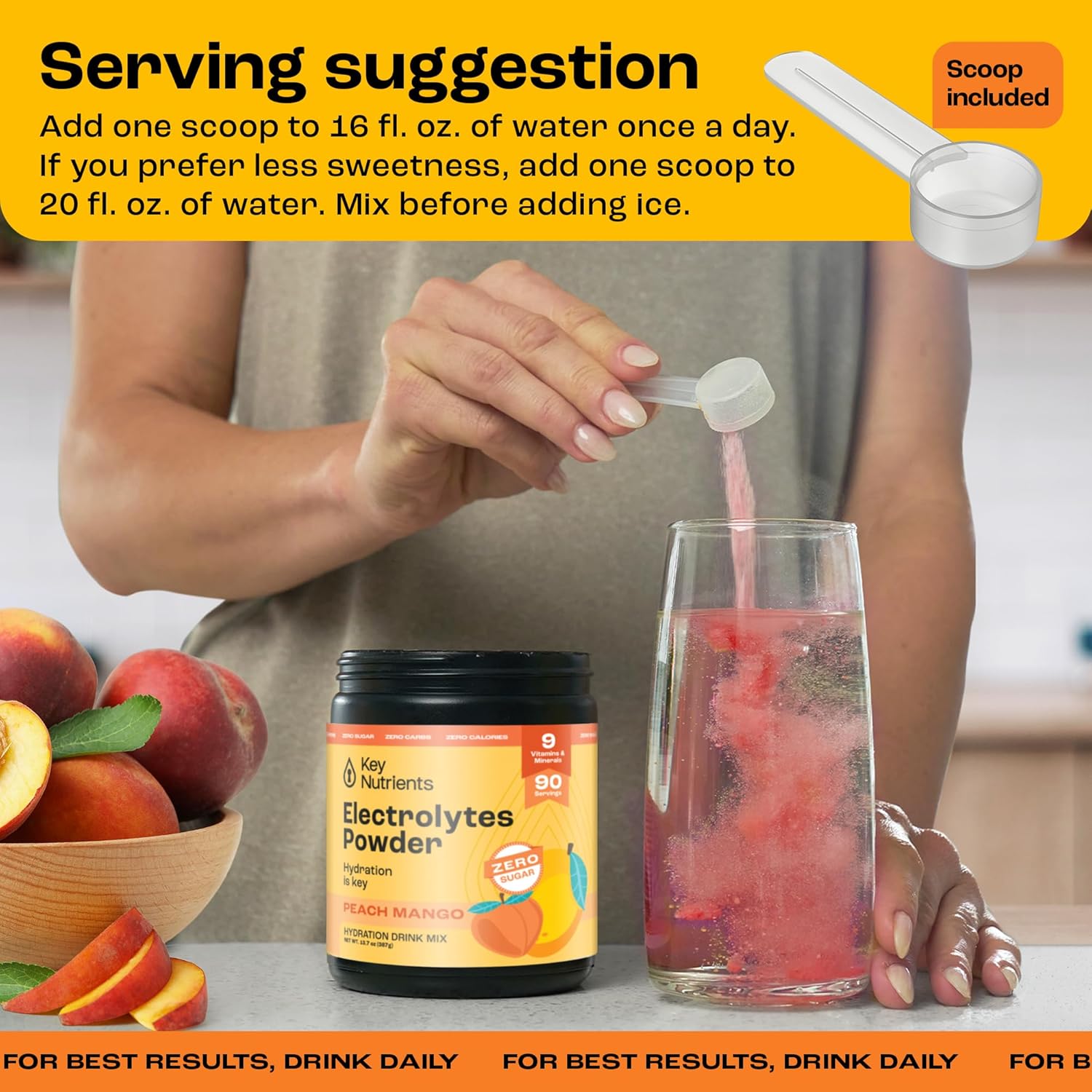 Sugar-Free Multivitamin Electrolyte Drink Mix Bundle - Tropical Peach Mango & Refreshing Lemonade Flavors - 90 Servings Each