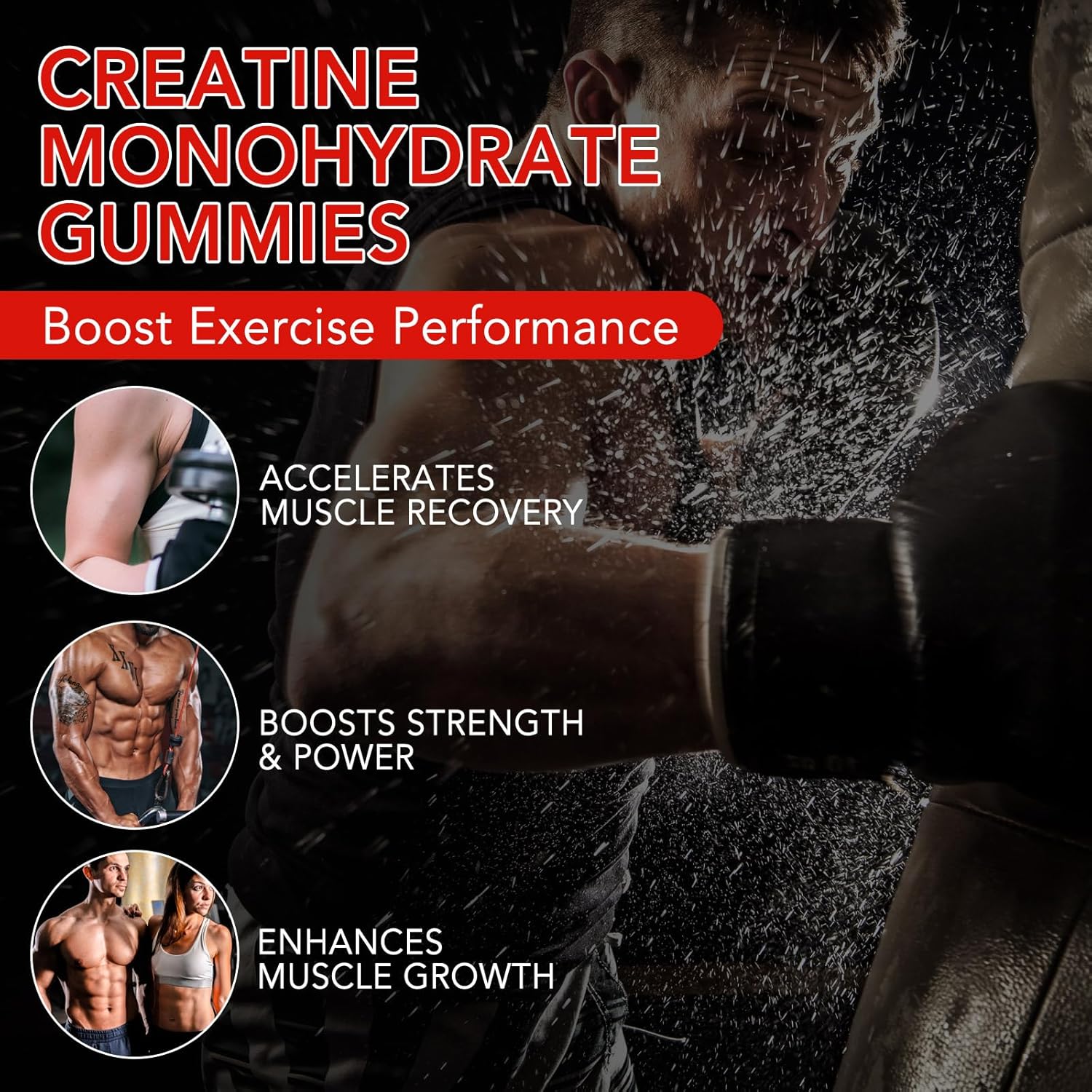 Sugar-Free Nyloriaine Creatine Monohydrate Gummies for Muscle Growth & Energy - Enhance Strength, Performance, Building & Recovery - Unisex - 120 Count