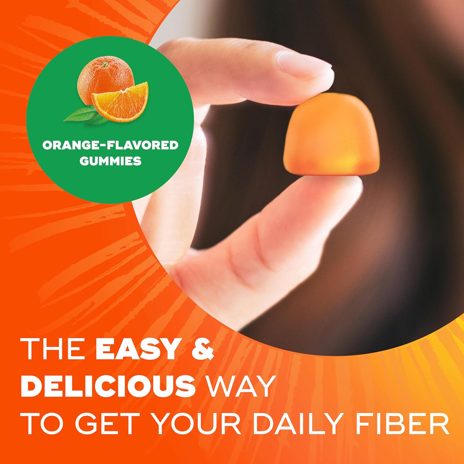 Sugar-Free Orange Flavored Metamucil Fiber Gummies for Adults - 120 Count Bottle with 5g Prebiotic Fiber Blend