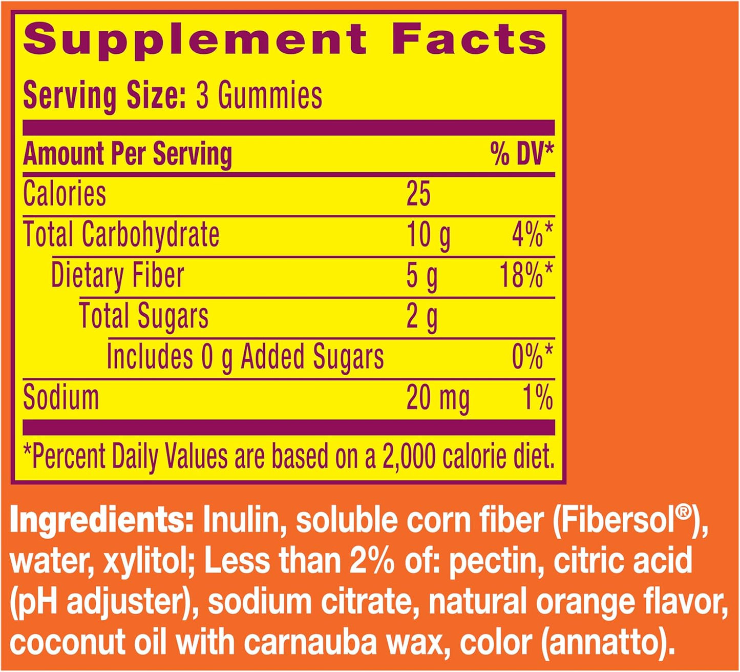 Sugar-Free Orange Flavored Metamucil Fiber Gummies for Adults - 120 Count Bottle with 5g Prebiotic Fiber Blend