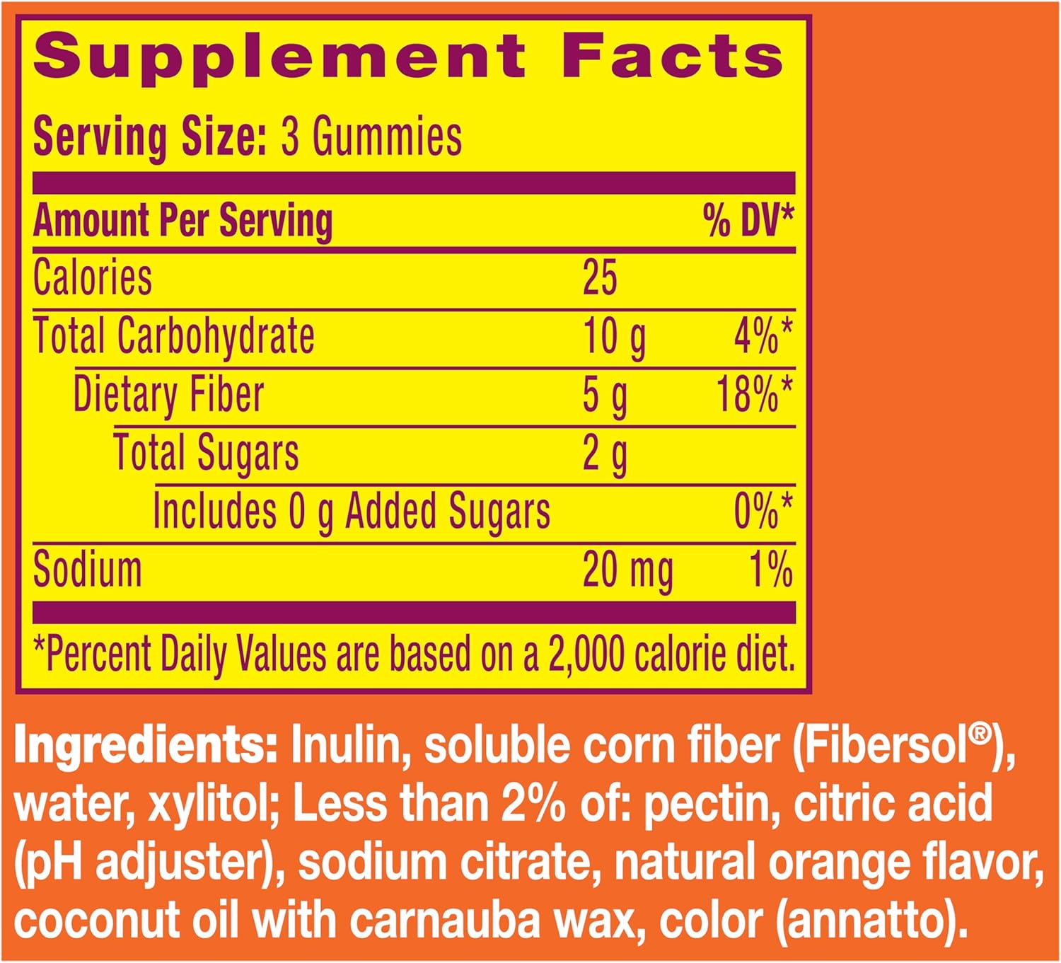 Sugar-Free Orange Flavored Metamucil Fiber Gummies for Adults - 120 Count Bottle with 5g Prebiotic Fiber Blend