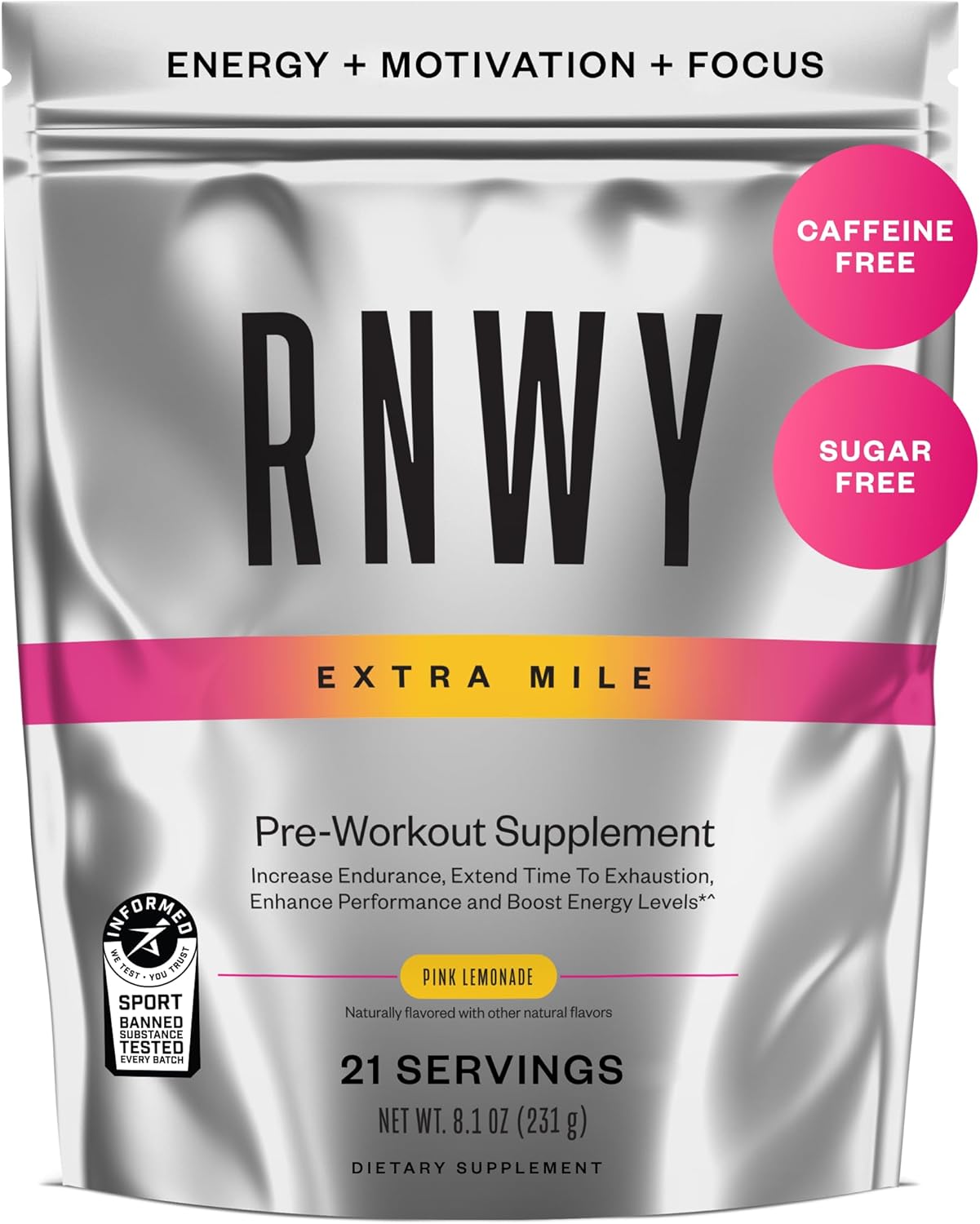 Sugar-Free Pink Lemonade Pre-Workout Powder with L-Citrulline - Boost Energy, Endurance, Focus, and Motivation - 21 Servings