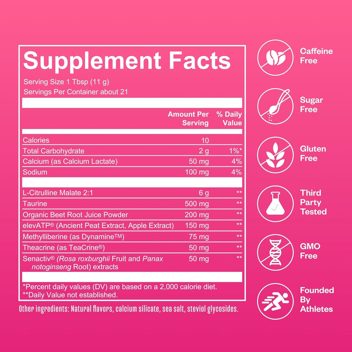 Sugar-Free Pink Lemonade Pre-Workout Powder with L-Citrulline - Boost Energy, Endurance, Focus, and Motivation - 21 Servings