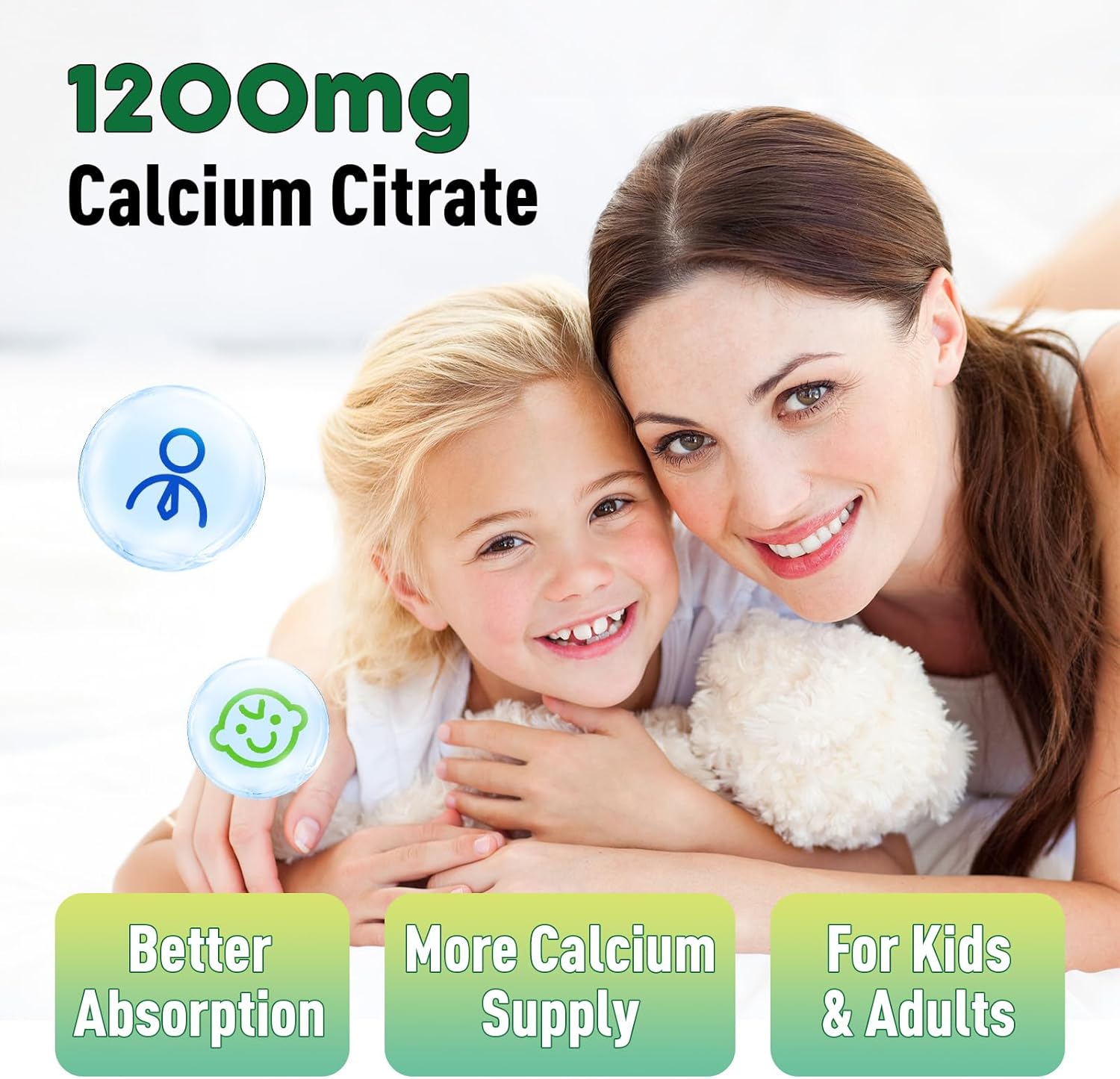 Sugar-Free Potassium and Calcium Citrate Gummies for Bone and Muscle Health, 500mg Potassium Chloride, 1200mg Calcium Citrate