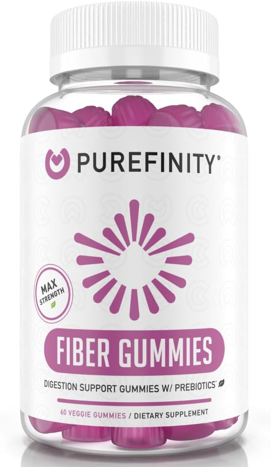 Sugar-Free Prebiotic Fiber Gummies for Adults | Inulin FOS from Chicory Root | Daily Digestion & Constipation Support | 60 Count Vegan Supplement