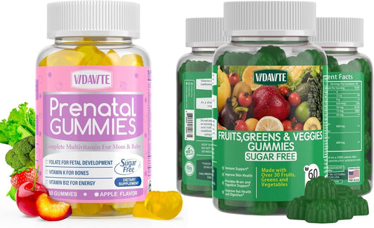 Sugar-Free Prenatal and Fruit/Veggie Gummy Bundle by VIDAVITE