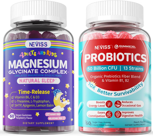 Sugar-Free Probiotic and Magnesium Glycinate Gummies for Women by NEVISS