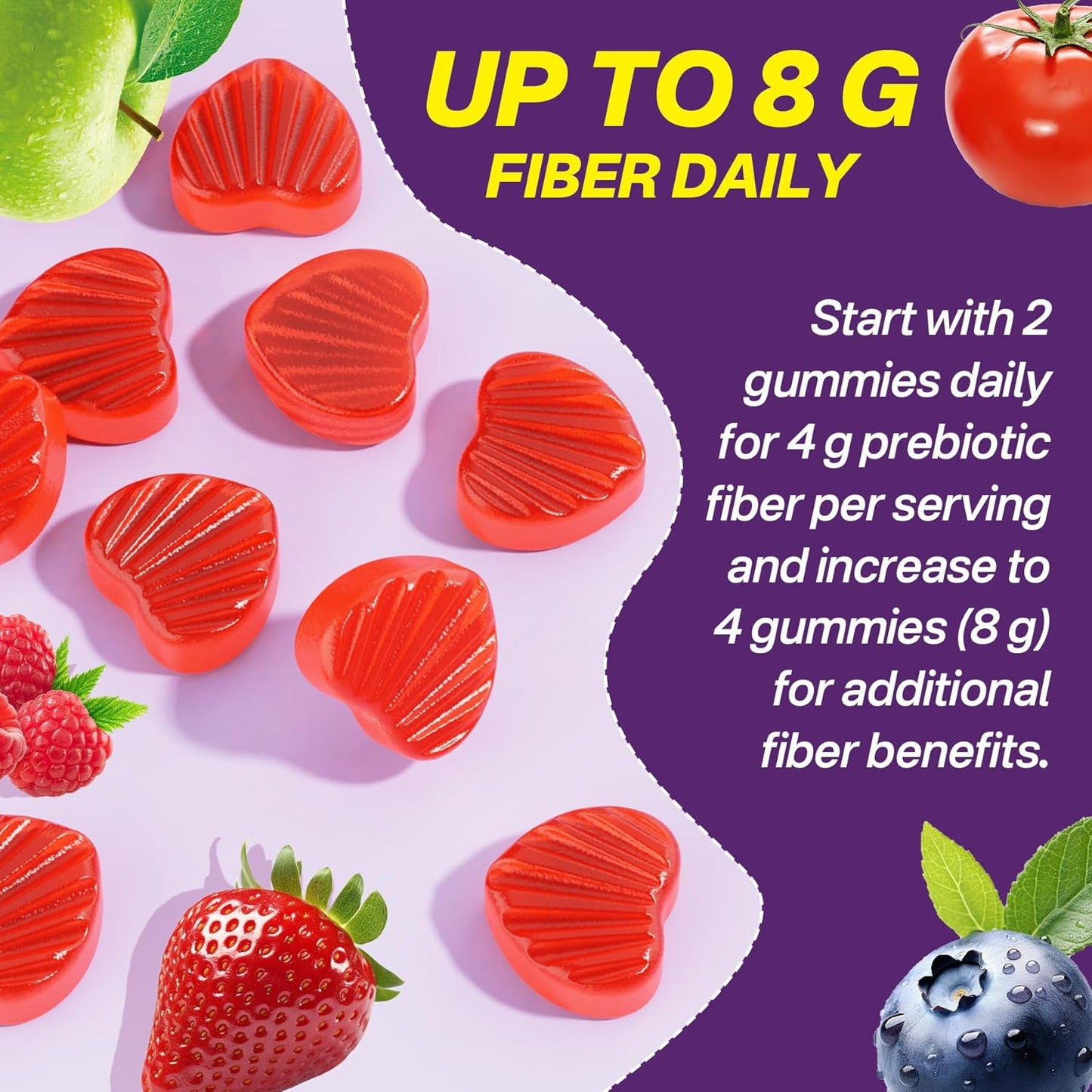 Sugar-Free Probiotic Fiber Gummies for Adults with Psyllium Husk, Vitamin B12, and D3 - 120 Count for Metabolism and Digestive Health