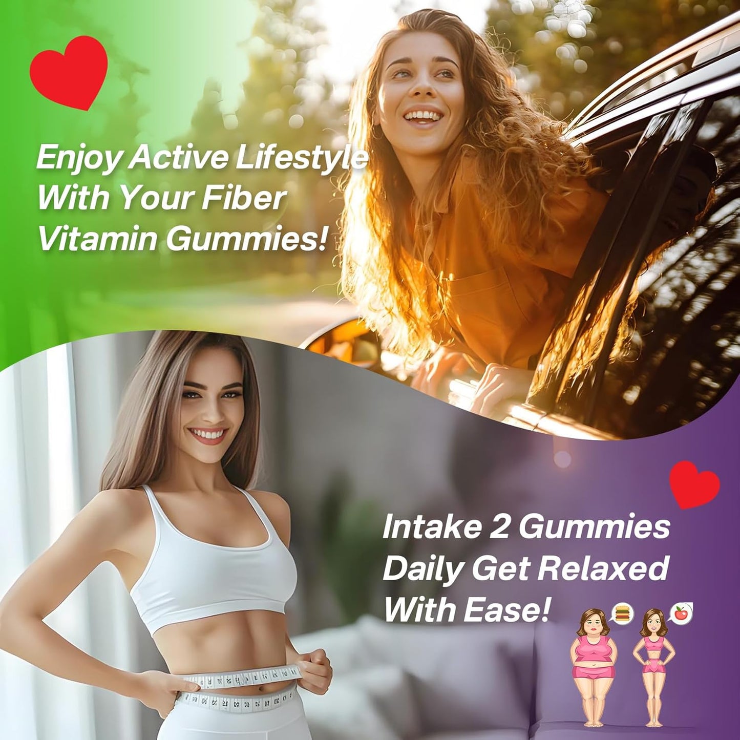Sugar-Free Probiotic Fiber Gummies for Adults with Psyllium Husk, Vitamin B12, and D3 - 120 Count for Metabolism and Digestive Health