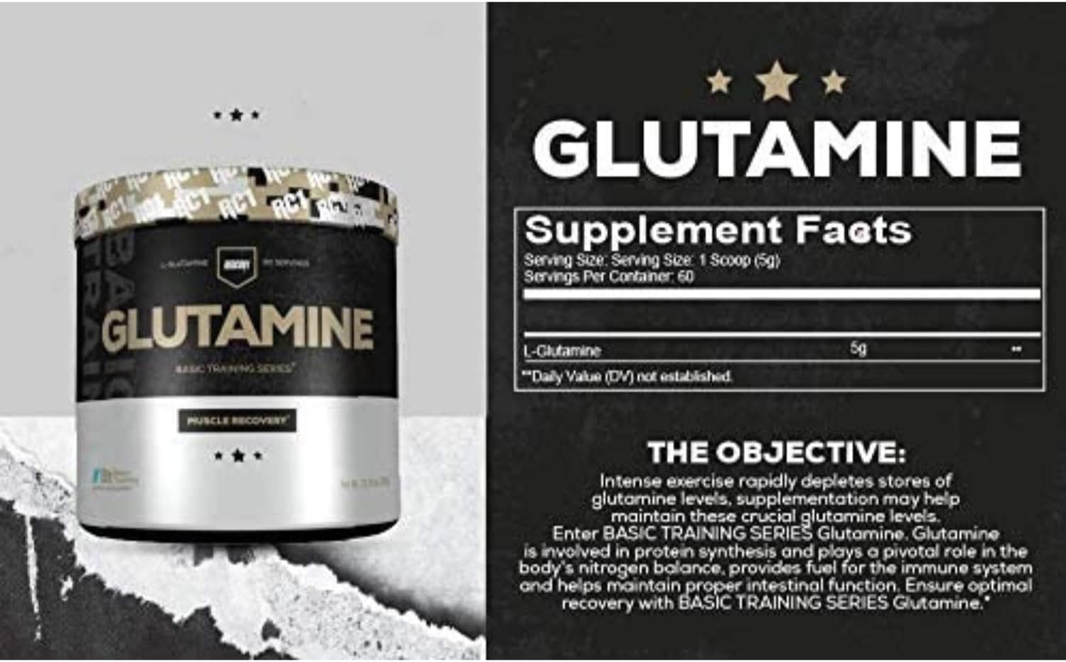 Sugar-Free REDCON1 Glutamine Powder for Muscle Recovery & Immune Support - 60 Servings
