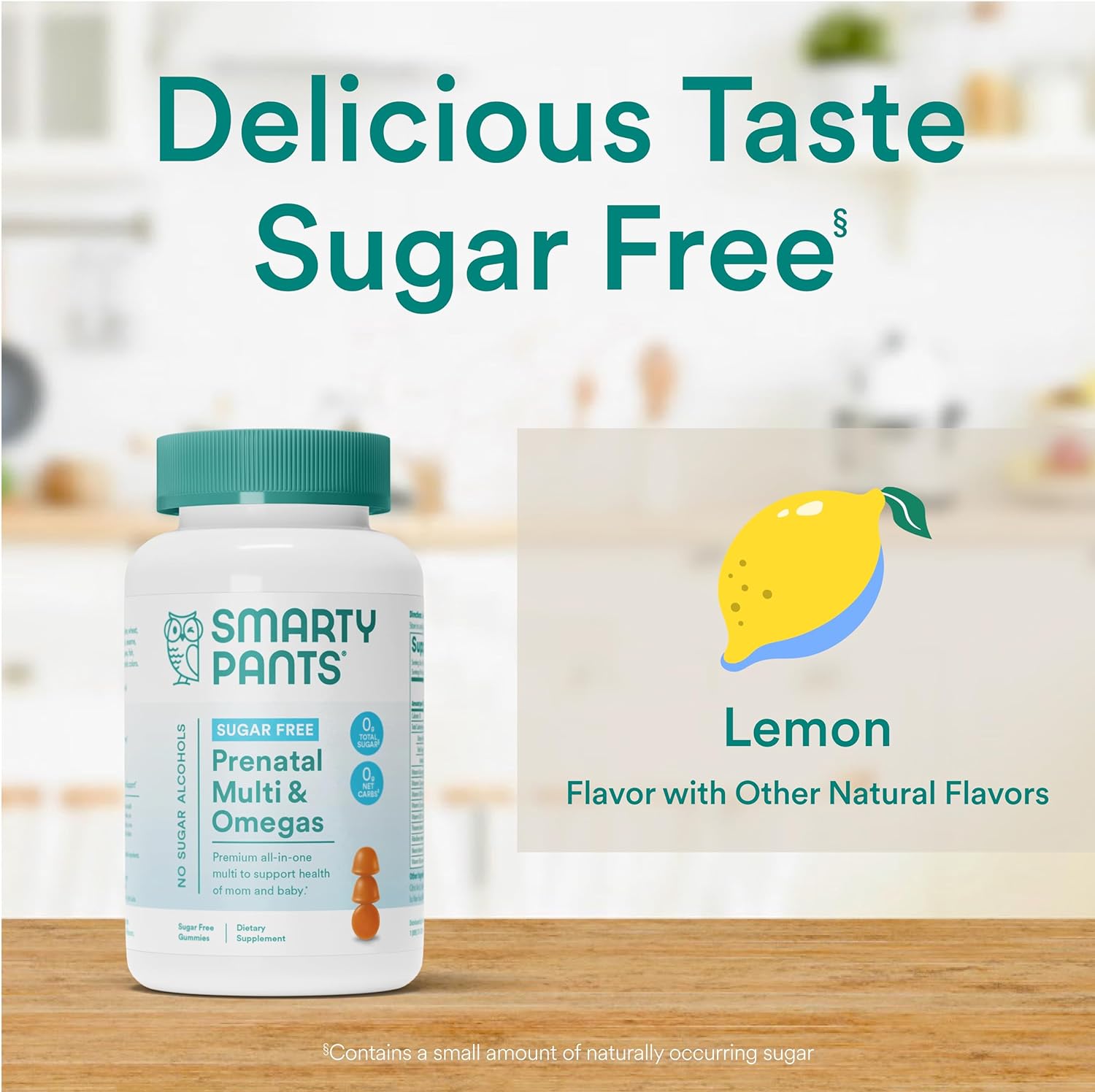 Sugar Free SmartyPants Prenatal Multivitamin Gummies for Women with Methylfolate, Omega 3, Vitamin D3, C, B12, B6, A, K, Zinc, Inositol - 60 Count