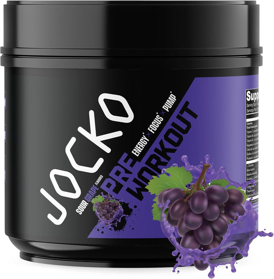 Sugar-Free Sour Grape Pre-Workout Powder - High-Stim Nootropic Blend for Energy, Muscle Pump & Recovery - 200mg Caffeine - Men & Women's Energy Drink