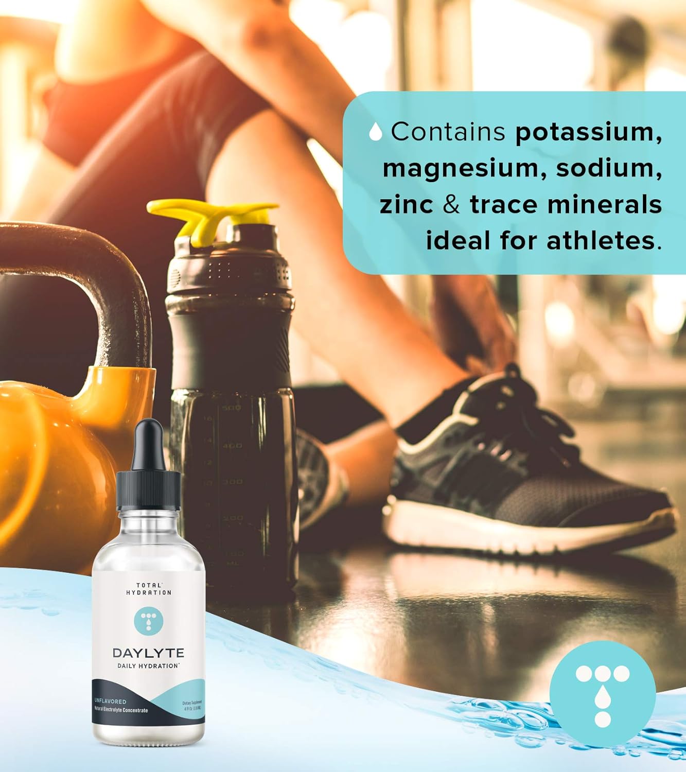 Sugar-Free Total Hydration Electrolyte Drops with Magnesium, Calcium & Zinc - Daily Supplement (39 Servings)
