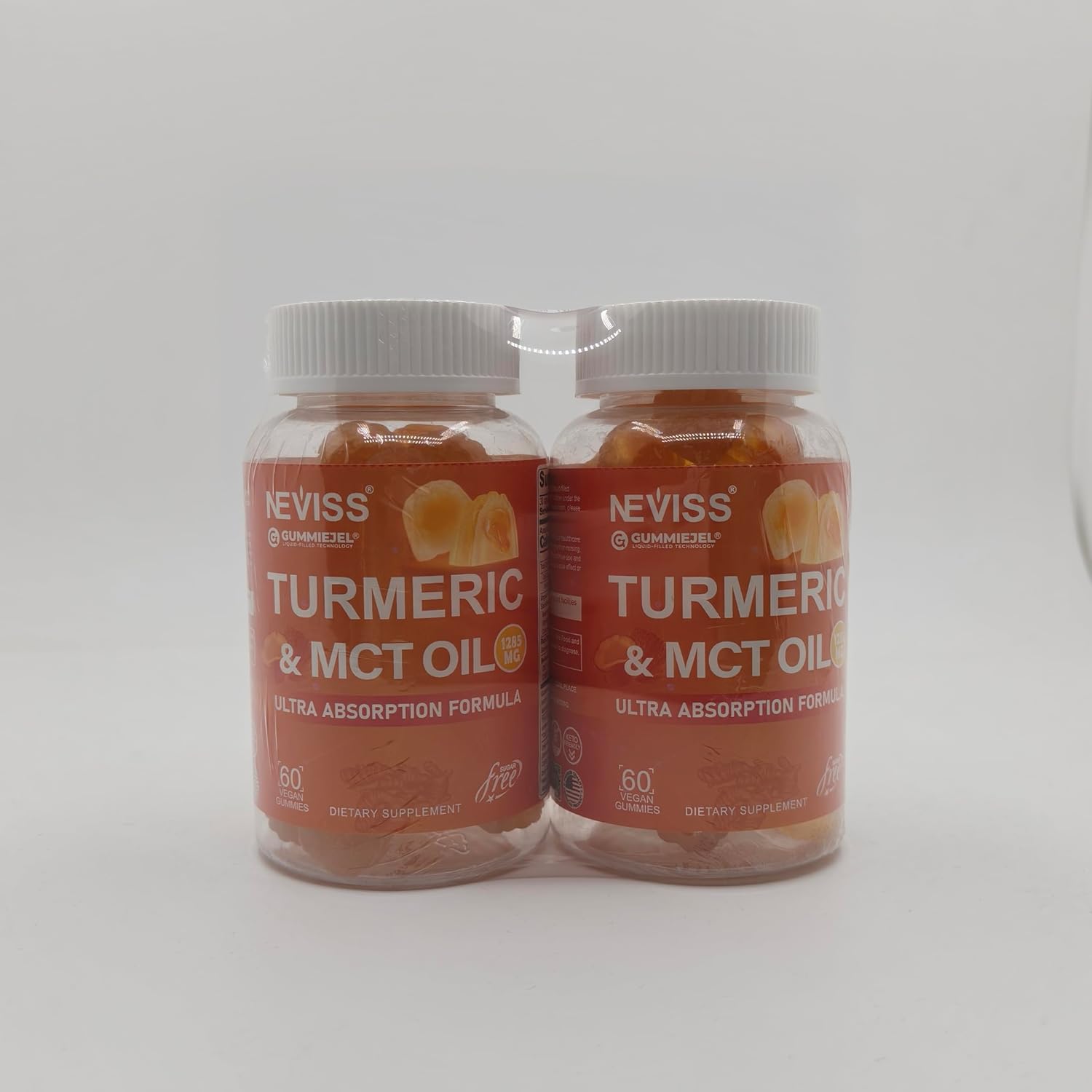 Sugar-Free Turmeric Curcumin Gummies for Adults with MCT Oil & Black Pepper Extract - 120 Gummies, 60 Servings