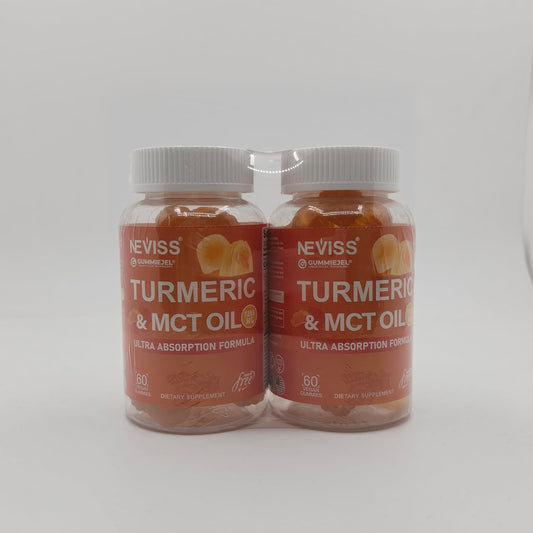 Sugar-Free Turmeric Curcumin Gummies for Adults with MCT Oil & Black Pepper Extract - 120 Gummies, 60 Servings
