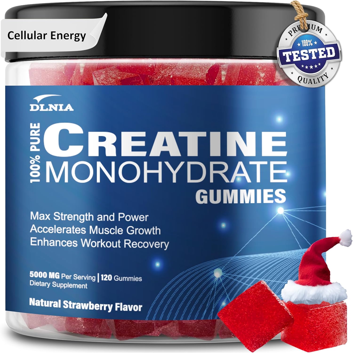Sugar-Free Vegan DLNIA Creatine Gummies with L-Taurine & Vitamin B12 for Muscle Strength & Recovery - Men & Women's Pre-Workout Supplement