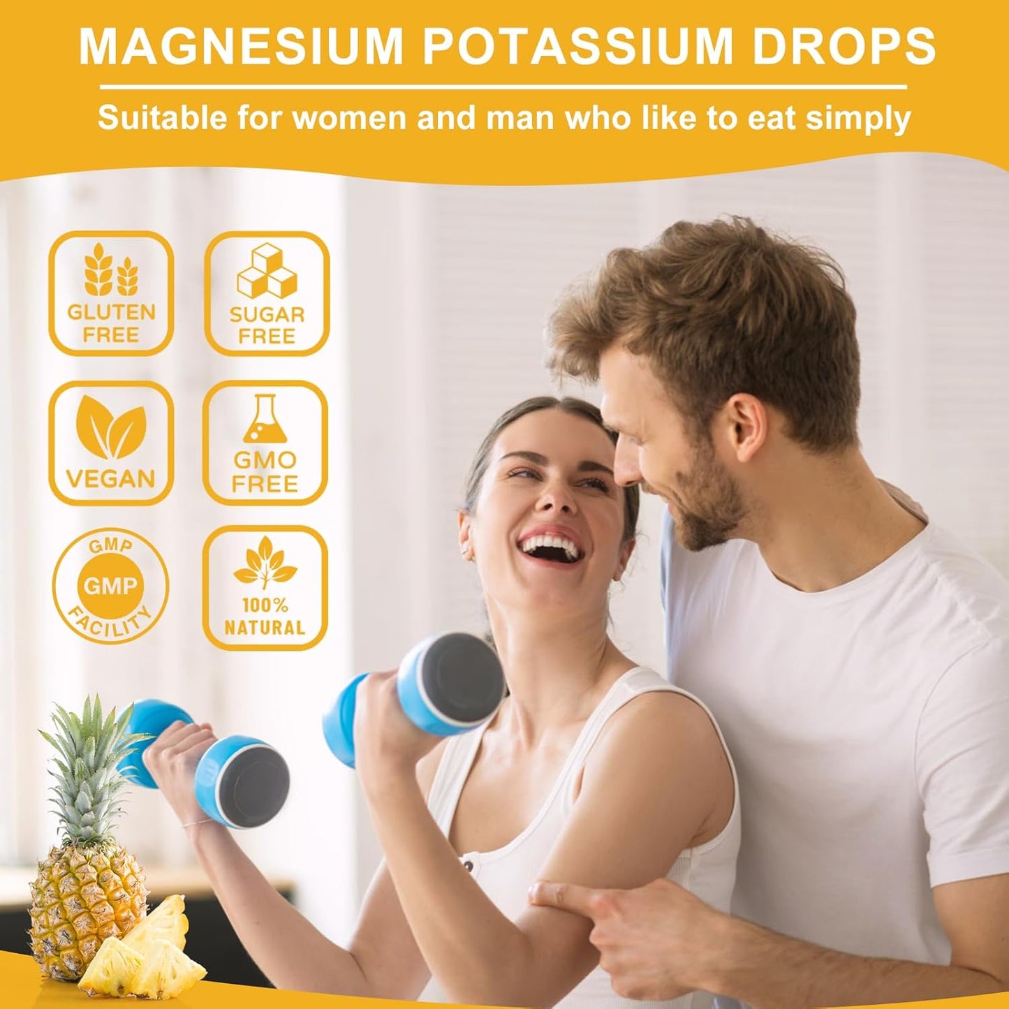 Sugar-Free Vegan Liquid Drops Supplement with Potassium, Magnesium, Calcium, Vitamin D3 & Zinc for Leg Cramps, Energy & Metabolism - Bunkka 99mg Potassium Supplement