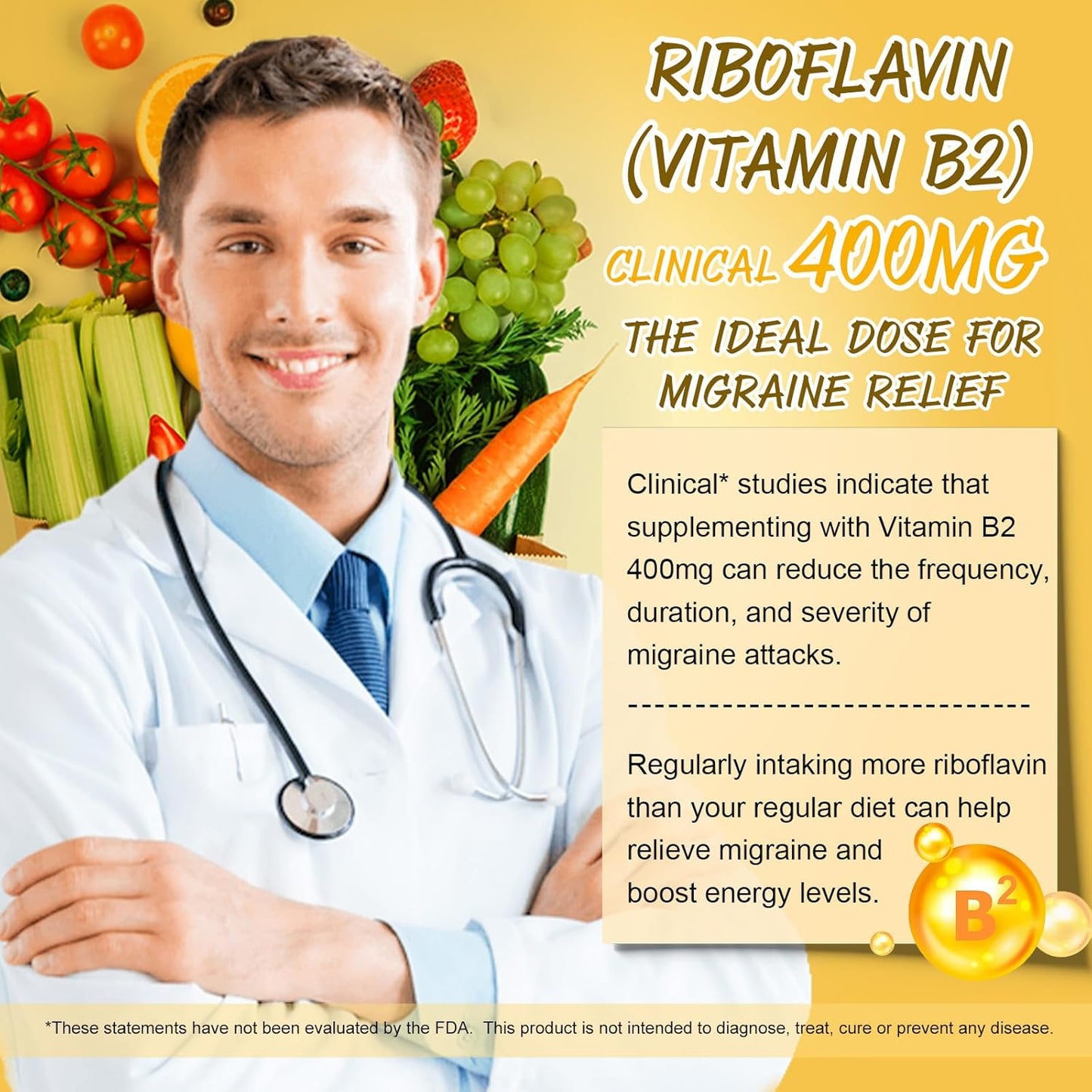 Sugar-Free Vitamin B2 Gummies with Magnesium & Elderberry for Migraine Relief & Nervous System Support, 60 Gummies