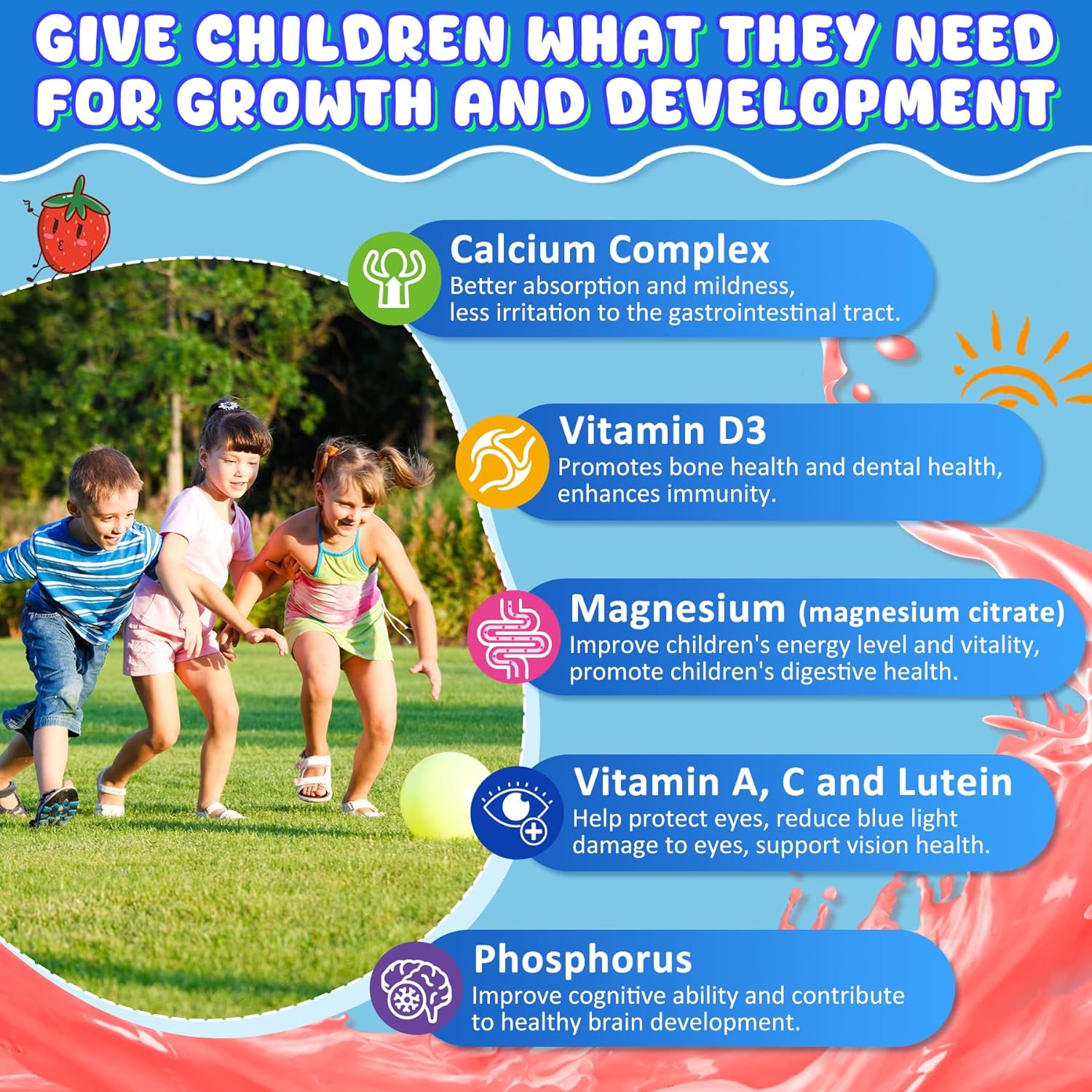 Sugar Free Vitamin C + D3 + Zinc Gummies for Adults 50+ and Calcium + D3 + Magnesium Gummies for Kids 4+ by Nextdia