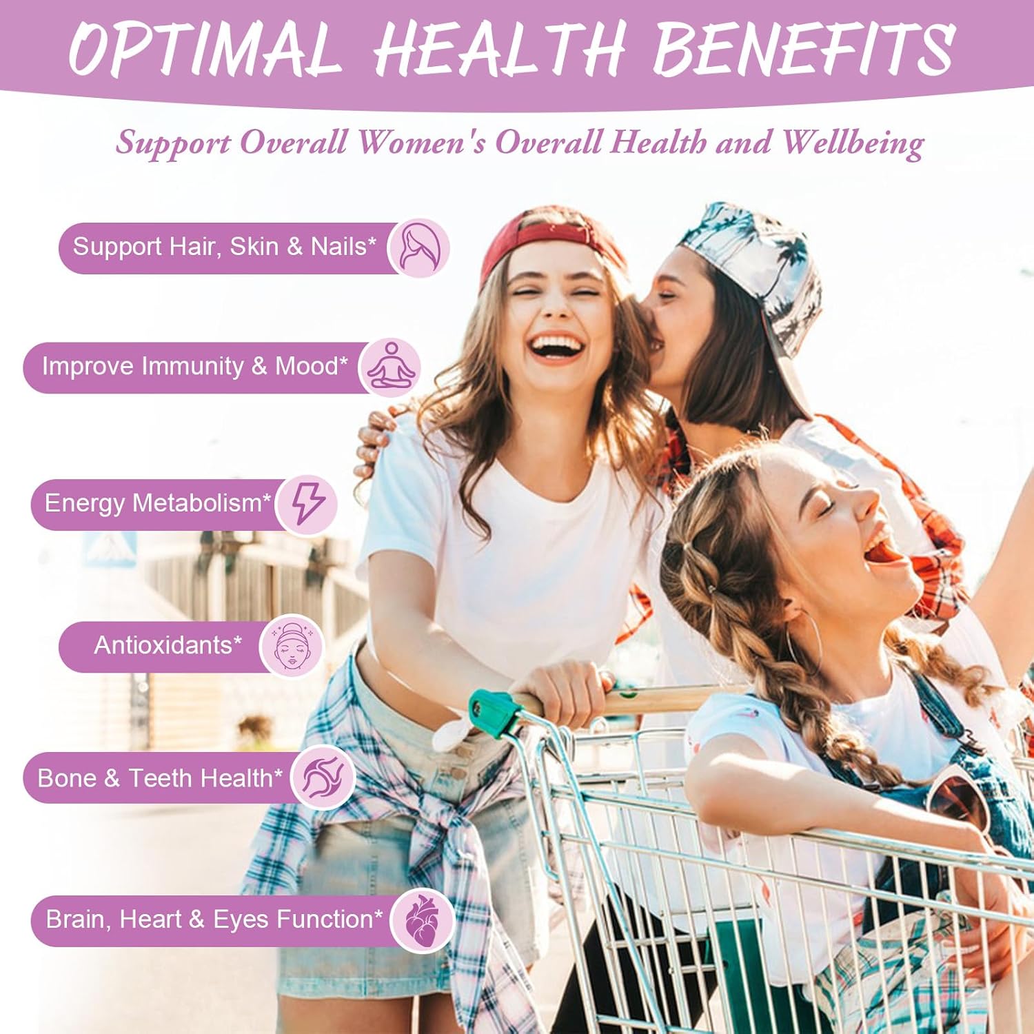 Sugar Free Women's Multivitamin Gummies 14+ with Inositol, Iron, Folate, Biotin - Strawberry Flavored Daily Multivitamin for Hair, Skin, Energy, and Immune Support