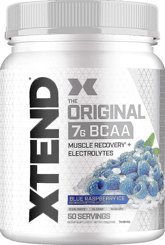 Sugar-Free XTEND Original BCAA Powder Blue Raspberry Ice - Post Workout Muscle Recovery Drink with 7g BCAAs - Men & Women - 50 Servings