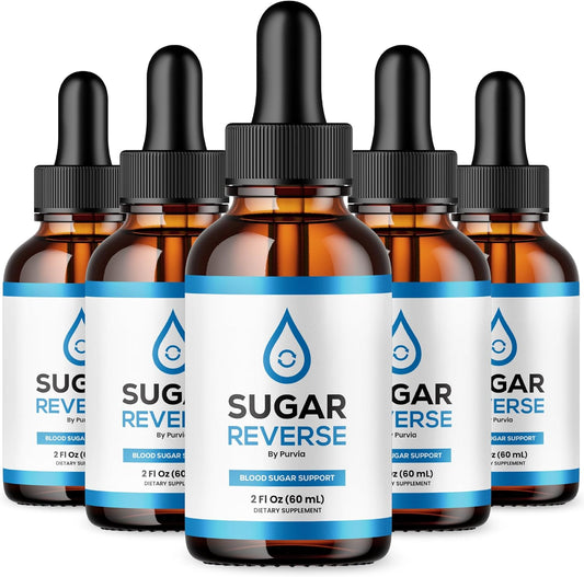 Sugar Reverse Drops - Pack of 5 Bottles, Advanced Formula Supplement with Chromium for Maximum Strength Sugar Reversal