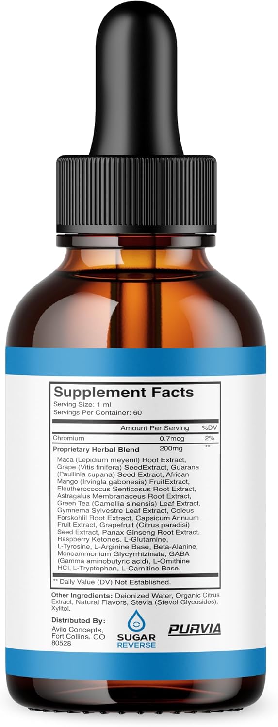 Sugar Reverse Drops - Pack of 5 Bottles, Advanced Formula Supplement with Chromium for Maximum Strength Sugar Reversal