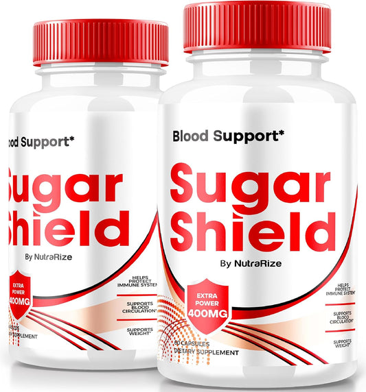 Sugar Shield Blood Support Pills - Pack of 2, Maximum Strength Formula - Natural Blood Blend Complex - 120 Capsules - NutraRize